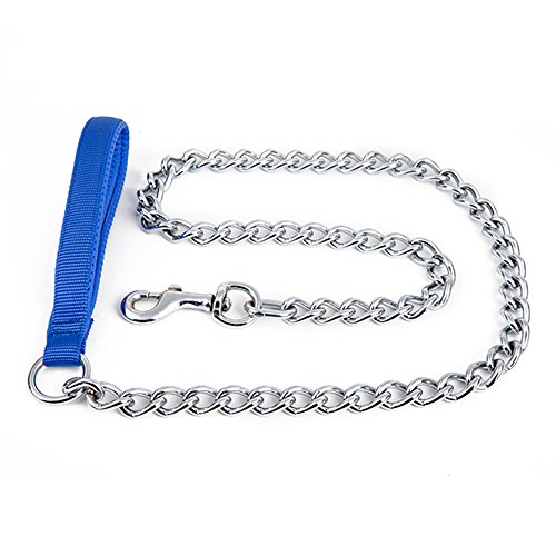 Cadena de Metal de perros con Control de Manija Correa para Pasear al perro, Azul