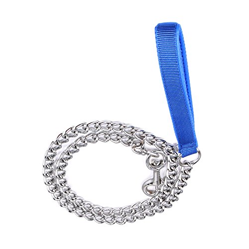 Cadena de Metal de perros con Control de Manija Correa para Pasear al perro, Azul