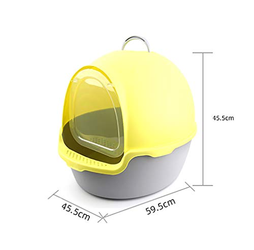 Caja de Arena para Gato Todo Cerrado Encantador Redondo Aseo Gatitos Antiolor Ecológico Abertura Frontal Fácil de Limpiar WC Inodoro,Yellow
