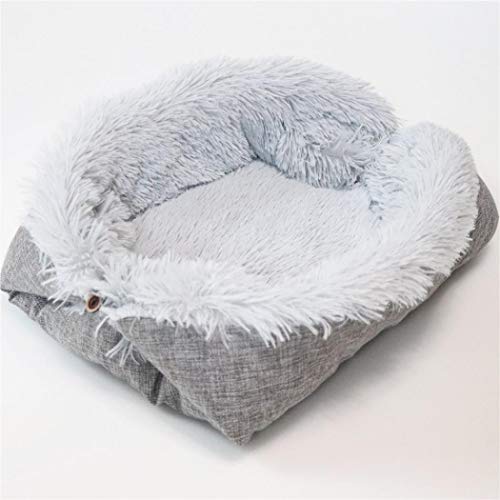 Cama desmontable para perros o gatos de interior para perros, cachorros, conejos, Schnauzer o Chihuahua perro mullido, cálido y cómodo dormir con cojín convertible