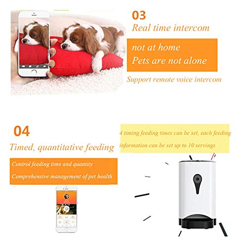 Cámara Perro, Full HD De La Cámara para Mascotas WiFi, WiFi Alimentador del Animal Doméstico Automático Dispensador De Comida para Gatos Y Perros, Diseñado para Perros Y Gatos