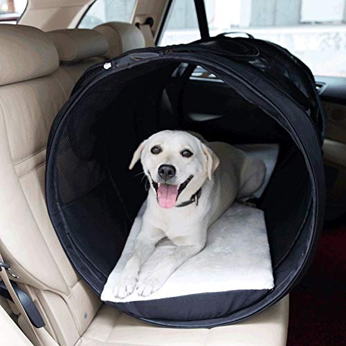 Camas QWER Perros Gran Espacio Coche Bolso De La Caja De La Perrera, con Estera De Felpa Bolso De La Cama del Gato del Animal Doméstico Portátil Tienda De Mascotas Plegable Negro 120x60cm Nido de