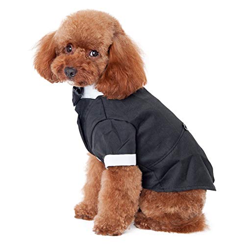 Camisa De Perro Cachorro Ropa Para Mascotas De Tamaño Pequeño/Mediano/Grande, Elegante Traje De Corbata De Lazo, Traje De Boda Esmoquin Formal Con Corbata Negra, Traje De Boda Príncipe Perro