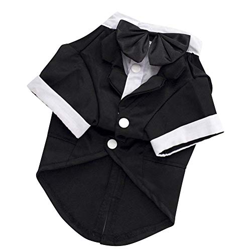 Camisa De Perro Cachorro Ropa Para Mascotas De Tamaño Pequeño/Mediano/Grande, Elegante Traje De Corbata De Lazo, Traje De Boda Esmoquin Formal Con Corbata Negra, Traje De Boda Príncipe Perro