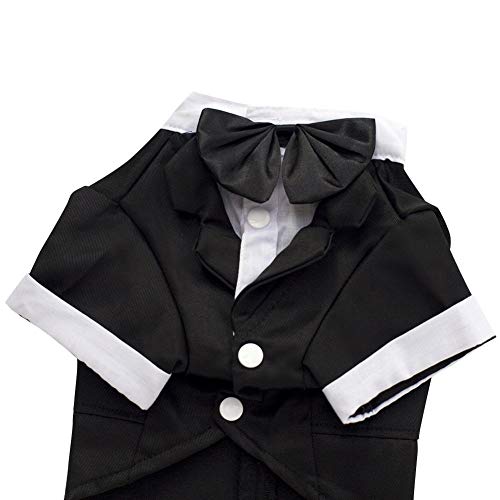 Camisa De Perro Cachorro Ropa Para Mascotas De Tamaño Pequeño/Mediano/Grande, Elegante Traje De Corbata De Lazo, Traje De Boda Esmoquin Formal Con Corbata Negra, Traje De Boda Príncipe Perro