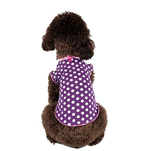 Camiseta para Perro y Gato de Algodón, Lunares Ropa Perro Pequeño, Primavera y Verano, Ligera de Chaleco Camisetas Perros Ropa Disfraz para Perrito Yorkshire Chihuahua, S-XL