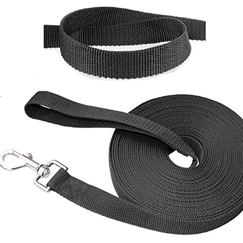 Carloo Correa de Adiestramiento para Perros, Correa de Rastreo para Perro Ideal Paseo o Amarre (Negro, 10m)