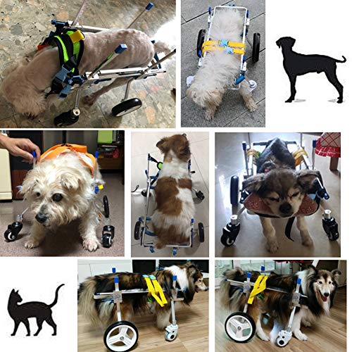 Carrito Silla Ruedas Perrito Pequeño para Rehabilitación de Piernas/Pata Delantera/Pata Traseras, Silla Perruna para Perros Mayores o con Problema de Movilidad, 6~12 kg