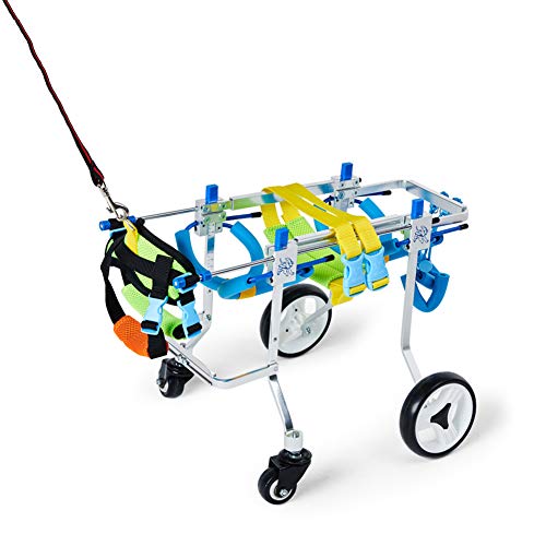 Carrito Silla Ruedas Perrito Pequeño para Rehabilitación de Piernas/Pata Delantera/Pata Traseras, Silla Perruna para Perros Mayores o con Problema de Movilidad, 6~12 kg