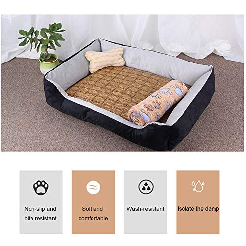 Casa del animal doméstico y sofá Cama for perros lavable, cama Admite Colchón Cojín caliente suave Primer cama de algodón con la manta y antideslizante inferior Tamaño: XS ( Color : Grey White )