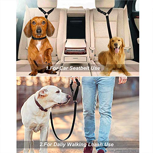 CGBOOM - 2 Unidades de cinturón de Seguridad para Perro, Correa de Seguridad para Mascotas, arnés de Nailon para Coche, cinturón de Seguridad Ajustable para Perro, Accesorios de Viaje (Negro)