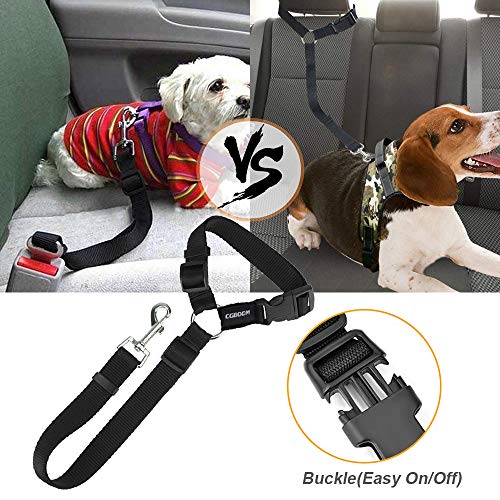 CGBOOM - 2 Unidades de cinturón de Seguridad para Perro, Correa de Seguridad para Mascotas, arnés de Nailon para Coche, cinturón de Seguridad Ajustable para Perro, Accesorios de Viaje (Negro)