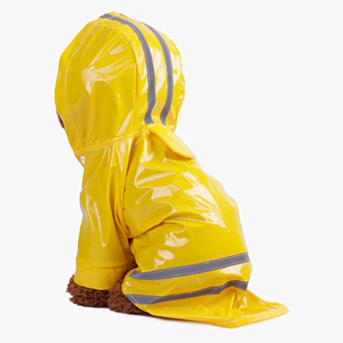 Chaqueta Impermeable para Perro UEETEK Chubasquero para Perro de Mascota con Banda Reflectante (Amarillo) size M