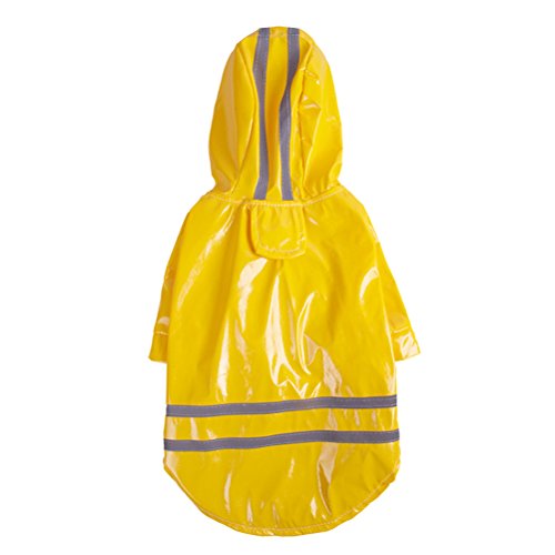 Chaqueta Impermeable para Perro UEETEK Chubasquero para Perro de Mascota con Banda Reflectante (Amarillo) size M