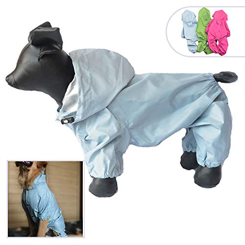 Chaqueta impermeable para perros, hecha de nailon, con espacio para 4 patas y capucha, para perros pequeños, medianos y grandes