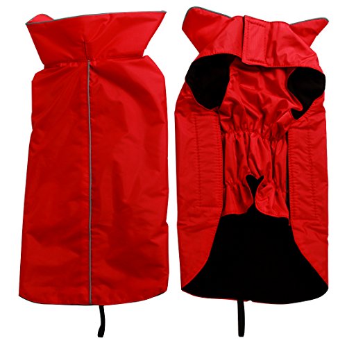 Chaqueta para perro JoyDaog, con forro polar, resistente al agua, reflectante y de color rojo