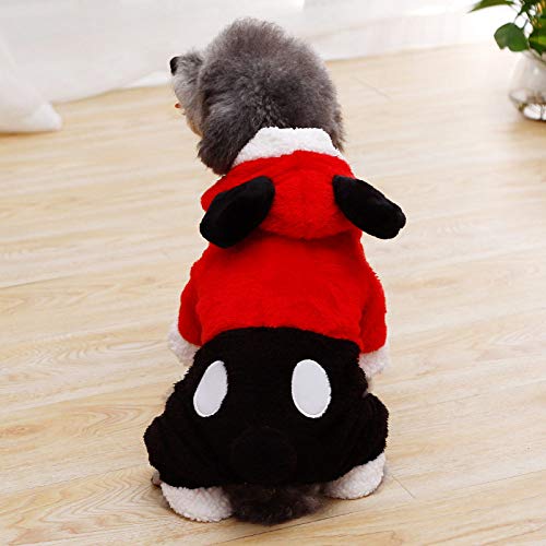 CIDCIJN Ropa para Mascotas,Doble Espesar Perro Gato Negro Rojo Traje para Animales Mascota Mono De Invierno para Perros Pequeños Monos Chihuahua Shih Tzu Cachorro De Perro Ropa De Abrigo,XS