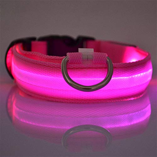 Collares para Perros,Led Eléctrica Rosa Collar De Perro Mascota De Nylon Collares Correa De Cuello La Correa De Seguridad para La Pequeña Gran Perro All Seasons Suave Acolchado Transpirable Ligero A