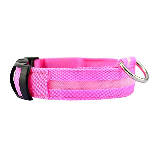 Collares para Perros,Led Eléctrica Rosa Collar De Perro Mascota De Nylon Collares Correa De Cuello La Correa De Seguridad para La Pequeña Gran Perro All Seasons Suave Acolchado Transpirable Ligero A