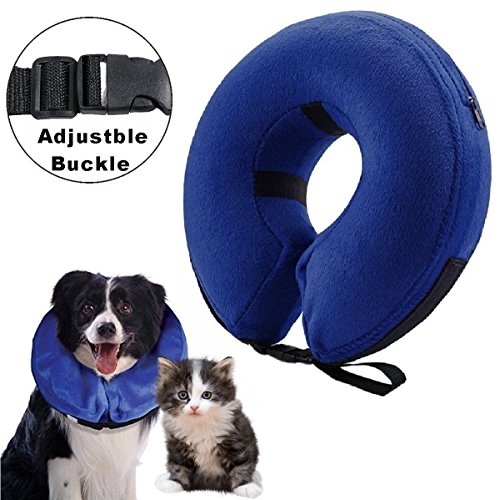 Collarín hinchable para perros y gatos, cono protector para mascotas, para su recuperación tras una cirugía, collarín electrónico, evita que las mascotas se toquen los puntos (S)