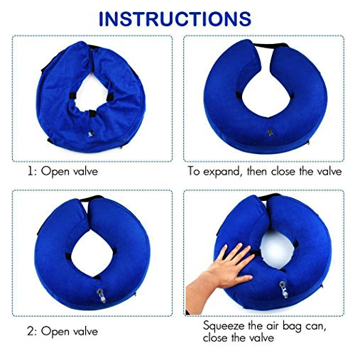 Collarín hinchable para perros y gatos, cono protector para mascotas, para su recuperación tras una cirugía, collarín electrónico, evita que las mascotas se toquen los puntos (S)