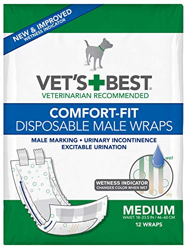 Comfort Fit Disposable Male Dog Diapers | Envolturas masculinas absorbentes con ajuste a prueba de fugas | Medio 12Pk