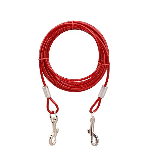 Correa de cable de acero inoxidable para perros, cable para atar perros medianos y grandes en campings y al aire libre