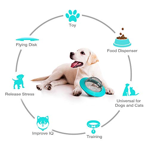 Crazy lin Bola para Tratar Perros Frisbee, Juguetes interactivos para Perros IQ Que dispensan Alimentos, Juguetes para Perros, Alimentador Lento para perseguir Mascotas Masticar Jugar