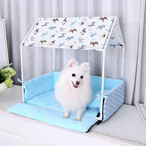 CRMY Estilo de cuadrícula Vintage portátil Plegable Cama Grande for Gatos casa for Mascotas habitación for Perros Cama for Gatos medianos Grandes tamaño 63 x 43 x 63 cm (Color : Blue)