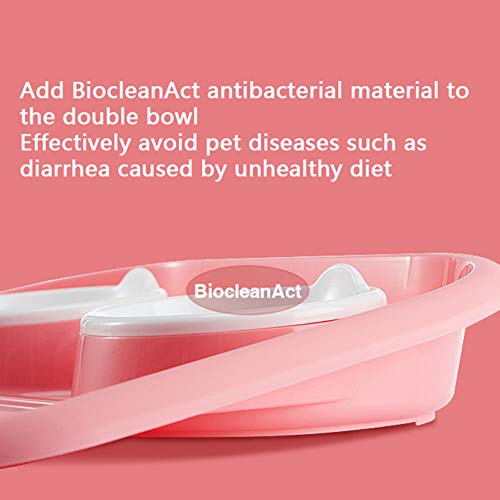 Cuenco doble Comedero para perro Plastico A prueba de salpicaduras Antideslizante Tazón de perro Fácil de limpiar Adecuado para perros y gatos pequeños y medianos. Tamaño: 17.71*13.77*3.14 in