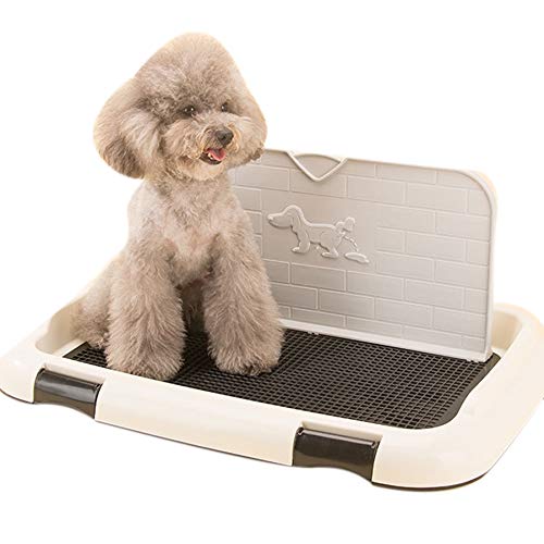 CUHAWUDBA Lata de Plástico Peque？a para Mascotas con Orinal para Perros, Ba？o para Mascotas de Interior Vertical para Entrenamiento Habilidad Natural Valla, Potty Trainer Rosado