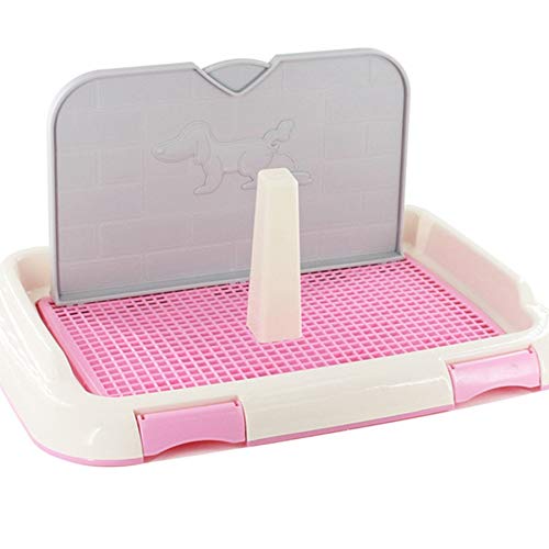 CUHAWUDBA Lata de Plástico Peque？a para Mascotas con Orinal para Perros, Ba？o para Mascotas de Interior Vertical para Entrenamiento Habilidad Natural Valla, Potty Trainer Rosado