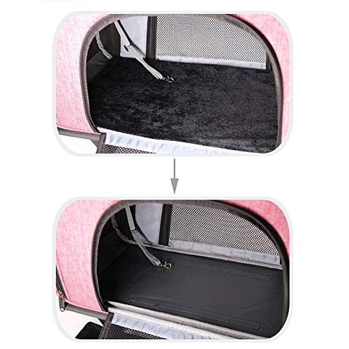 CUTEPET Pet Trolley Bag 4-en-1 Oxford Pet Carrier Mochila con Ruedas Puppy Trolley Mochila con Ruedas Varilla de aleación de Aluminio Oxford Tela Viaje Ruedas Bolsa de Equipaje (Color : Cute Pink)