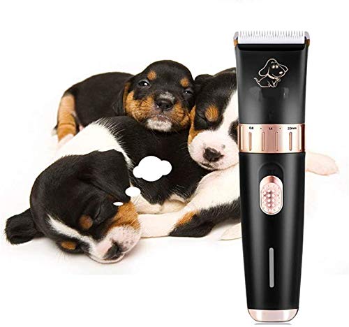 CVXCVCBCG Negra del Animal doméstico maquinilla eléctrica con 4 Comb adjuntos Desmontable Láminas inalámbrico Recargable Pet Clipper for Perro Gato Conejo