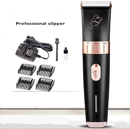 CVXCVCBCG Negra del Animal doméstico maquinilla eléctrica con 4 Comb adjuntos Desmontable Láminas inalámbrico Recargable Pet Clipper for Perro Gato Conejo