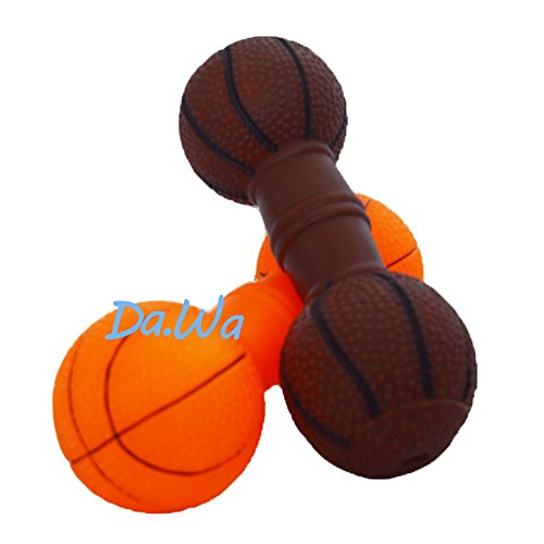 Da. WA 1 pcs creativo diseño de mancuernas de baloncesto sonido juguete de goma perro para morder/jugar Toy Suministros para mascotas (color al azar)