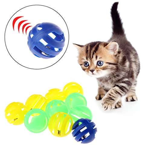 Dabixx Juego de Pelotas de plástico con Cascabel Pequeño, 3,5 cm de Diámetro, para Gatos, 10 Unidades