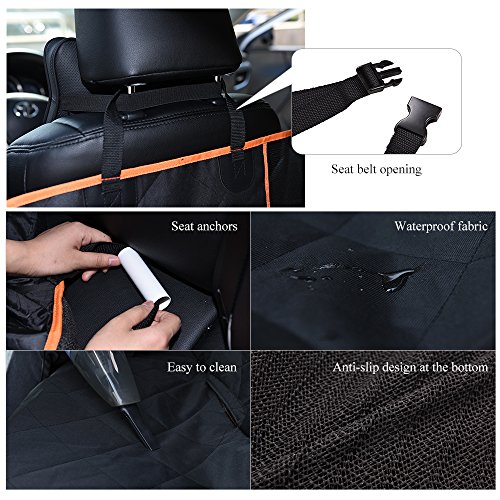 DADYPET Funda para Asiento de Perro Protector Maletero Coche Asiento de Mascotas Segura y Resistente Adecuada para Coches/Camiones/SUV Fácil de Instalar y Limpiar 147 * 135 * 34cm (Negro)