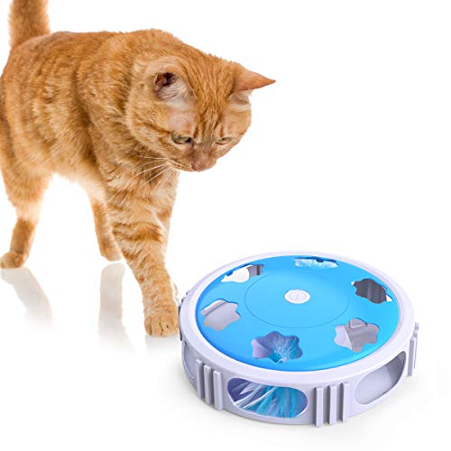 DADYPET Juguete para Gatos Interactivo, Juguete Gato con luz LED, Campana y Plumas