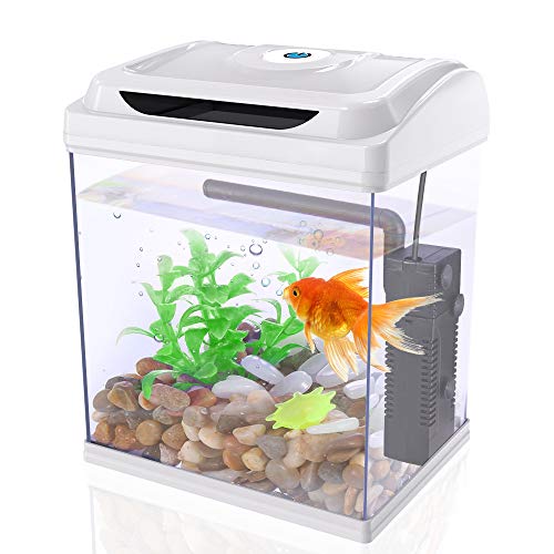 DADYPET Pecera,Mini Pecera y Acuarios,3.6L Marina Kit de Acuario con Iluminación LED Bomba Sumergible