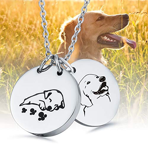 Daesar Colgante Cenizas Acero Inoxidable Colgantes Plata para Cenizas Placa de Identidad Perro Redonda Grabado Malamute de Alaska Collar Grabado Personalizado