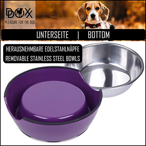 DDOXX Comedero Perro, Antideslizante Tamaños | para Perros Pequeño, Mediano y Grande | Bol Accesorios Acero INOX-Idable Melamina Gato Cachorro | Violeta, 350 ml