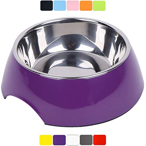 DDOXX Comedero Perro, Antideslizante Tamaños | para Perros Pequeño, Mediano y Grande | Bol Accesorios Acero INOX-Idable Melamina Gato Cachorro | Violeta, 350 ml