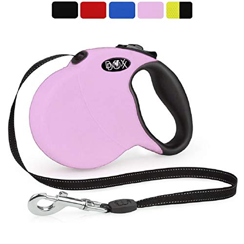 DDOXX Correa Extensible Perro, Reflectante, Retráctil | Diferentes Colores & Tamaños | para Perros Pequeño, Mediano y Grande | Accesorios Gato Cachorro | XS, 3 m, 8 kg, Rosado