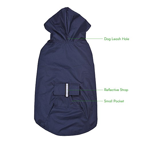 Decdeal Perros Lluvia Chaqueta Perros Chubasquero con capucha con rayas reflectantes para perros grandes, 6XL