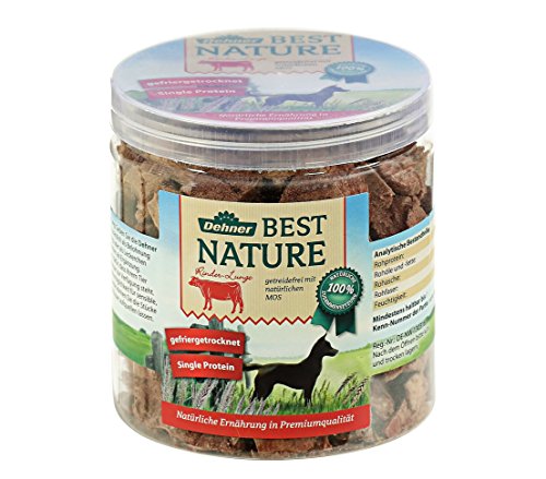 Dehner Best Nature - Mezcla de Aperitivos para Perros, vacunos, Corazones de gallina, Colmenas y cuellos de Pato, 4 latas (250 g)