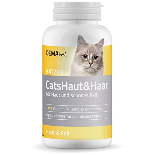 DEMAvet® Cats Piel & Pelo complementos alimenticios para Gatos Cuidado del Pelaje ✔ de Veterinarios desarrolla vitaminas, Zinc, ácido silícico, biotina, ácido pantoténico 175 Tabs