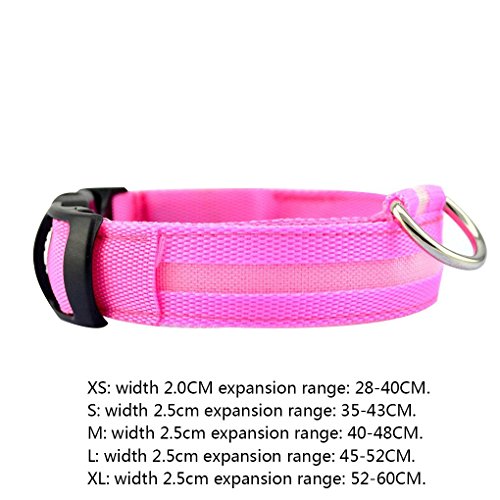 Demino LED Pet Dog Collar Flashing Glow Dog Leash LED Dog Neck Belt Collars Pet Fluorescent Cat Neck Belt Rope Cord