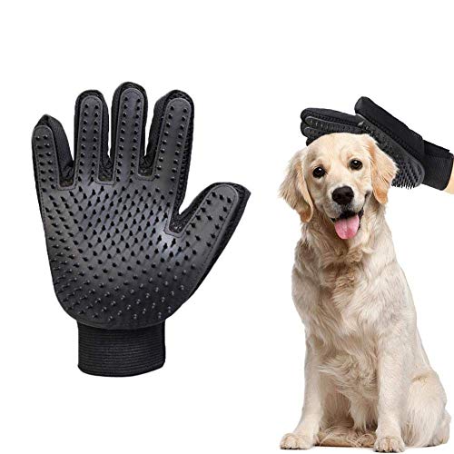 Detazhi 1pc preparación del Animal doméstico Guante Guante Perro Mascota Cepillo del Masaje Mitt 259 Tema Espalda Abierta Zonas Medias de Pelo, Negro (Size : Right Hand)