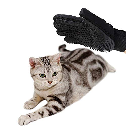 Detazhi 1pc preparación del Animal doméstico Guante Guante Perro Mascota Cepillo del Masaje Mitt 259 Tema Espalda Abierta Zonas Medias de Pelo, Negro (Size : Right Hand)